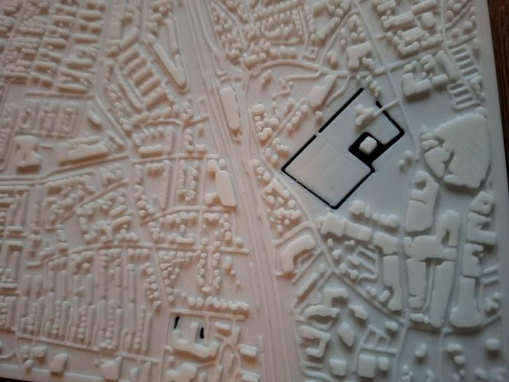 3d geprint kaart, deel van Wijchen, Huis en Inrichting, Woonaccessoires | Wanddecoraties, Nieuw, Ophalen of Verzenden