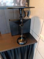 ZWART METALEN BIJZETTAFEL, Ophalen, Minder dan 55 cm, Metaal of Aluminium, Rond