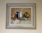 Schilderij stilleven kannen, kruik en fruit., Ophalen of Verzenden