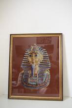 Toetanchamon geborduurd op linnen in goudkleurige lijst., Ophalen of Verzenden