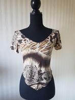 Glamour boho chic top! Animal print tijger panter 34 / 36 XS, Verzenden, Beige, Korte mouw, Maat 34 (XS) of kleiner