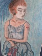 kunstwerk schilderij pastelpotlood, Ophalen of Verzenden