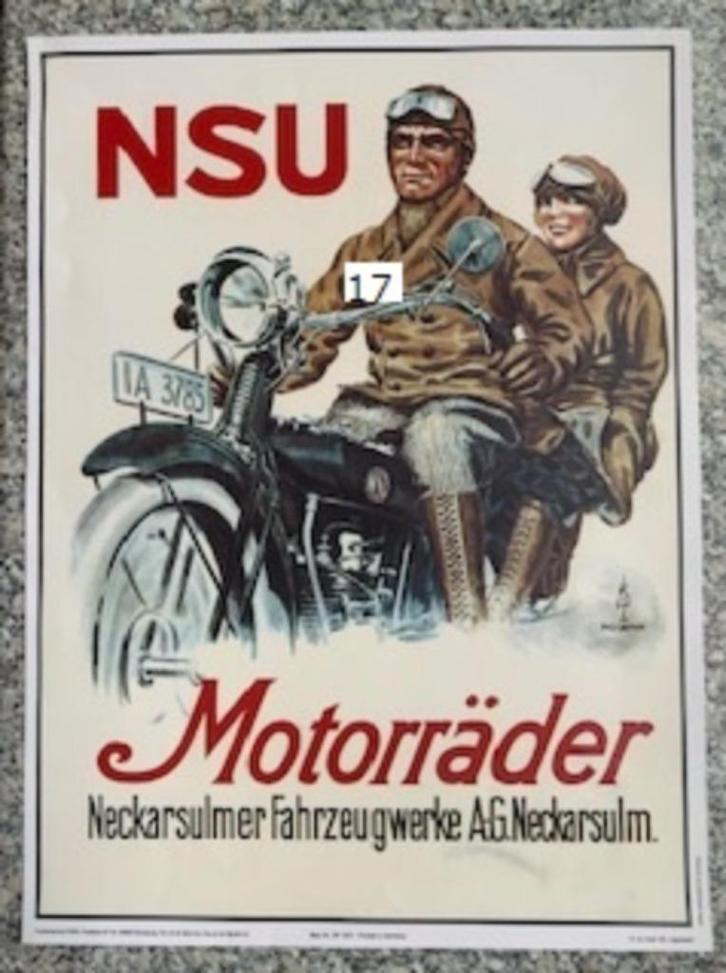 nsu motorrader poster, Verzamelen, Posters, Zo goed als nieuw, Overige onderwerpen, A1 t/m A3, Rechthoekig Staand, Canvas of Doek