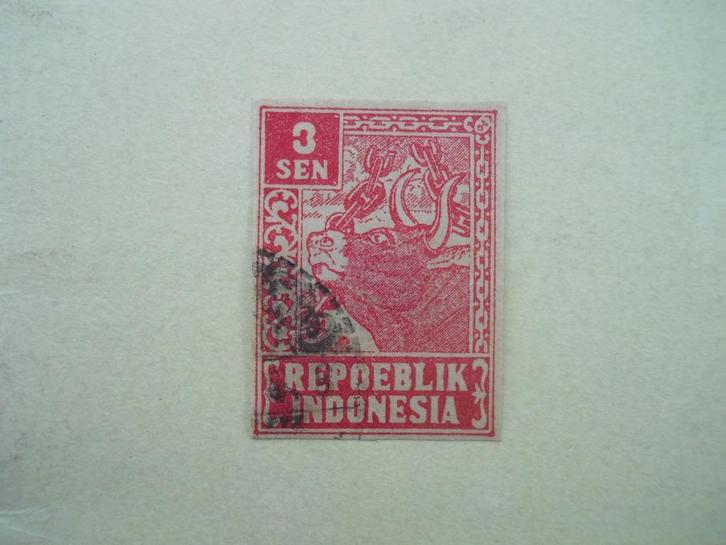 Indonesie 1945-1947 Interim periode Java 3 sen gestempeld, Postzegels en Munten, Postzegels | Nederlands-Indië en Nieuw-Guinea