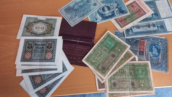 Duitse Bankbiljetten vanaf 1900 met 100 j. oude Portefeuille, Postzegels en Munten, Bankbiljetten | Europa | Niet-Eurobiljetten