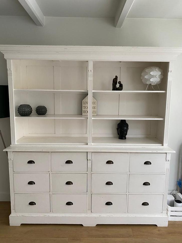 Witte landelijke buffetkast, Huis en Inrichting, Kasten | Buffetkasten, Gebruikt, 200 cm of meer, 150 tot 200 cm, 50 tot 75 cm