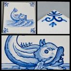 Tegel in blauw-wit,  zeewezen,  13 x 13 cm., Ophalen of Verzenden