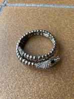 Vintage strass zilverkleurig slang armband klemarmband boho, Ophalen of Verzenden, Zo goed als nieuw, Zilver, Met strass