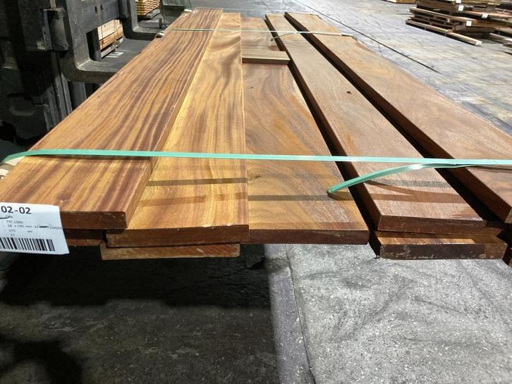 Hardhout-Okan-regels-planken-terrasdelen-schutting-28x190 mm, Tuin en Terras, Palen, Balken en Planken, Nieuw, Planken, 250 cm of meer