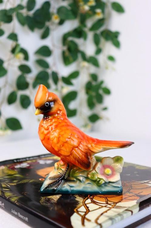 vintage beeldje van een kardinaalsvogel, Verzamelen, Beelden en Beeldjes, Zo goed als nieuw, Dier, Ophalen of Verzenden