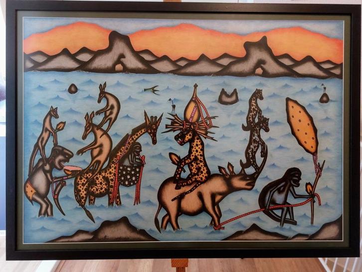 Tekening Kivuthi Mbuno, Antiek en Kunst, Kunst | Tekeningen en Foto's, Ophalen of Verzenden