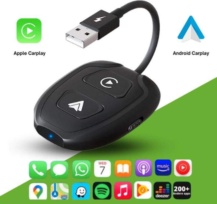 Draagbare 2-in-1 CarPlay & Android Auto Adapter, Auto diversen, Autoradio's, Nieuw, Ophalen of Verzenden