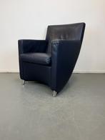 3x Leolux Dolcinea Fauteuil Blauw Leer - Chroom, Gebruikt, Minder dan 75 cm, Ophalen of Verzenden, Metaal