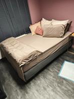 Grijze 2-persoons boxspring 140x200, Ophalen, Gebruikt, Tweepersoons, 140 cm