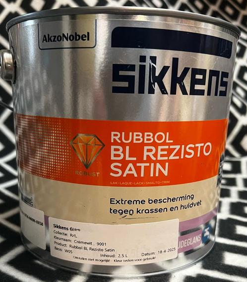 2,5 ltr Rubbol Rezisto satin 9001, Doe-het-zelf en Verbouw, Verf, Beits en Lak, Nieuw, Lak, Minder dan 5 liter, Wit, Ophalen of Verzenden