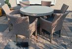 6 persoons ronde wicker tuinset incl kussens, Ophalen, Gebruikt, 6 zitplaatsen, Wicker