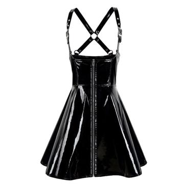 Zwarte kunstleren jurk leren wetlook latex bodycon sexy beschikbaar voor biedingen
