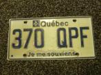 Kentekenplaat licenseplate Quebec Canada, Verzamelen, Automerken, Motoren en Formule 1, Verzenden, Gebruikt, Auto's