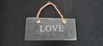 Leisteen bordje aan touw love liefde, Ophalen of Verzenden, Zo goed als nieuw