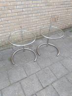 Twee gave design eileen grijze bijzettafel gebruikte staat, Ophalen of Verzenden, Zo goed als nieuw, Rond, Minder dan 55 cm