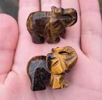 Tijgeroog olifant edelsteen beeldje natuursteen edelstenen, Ophalen of Verzenden