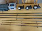 3 karperhengels handgebouwd + 3 shimano 4500 molens, Watersport en Boten, Hengelsport | Karpervissen, Ophalen, Zo goed als nieuw
