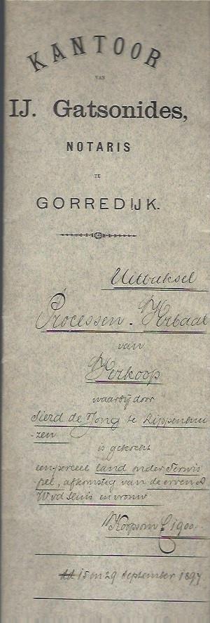 Verkoopakte notaris Gatsonides,Gorredijk (1897), Ophalen of Verzenden, Zo goed als nieuw