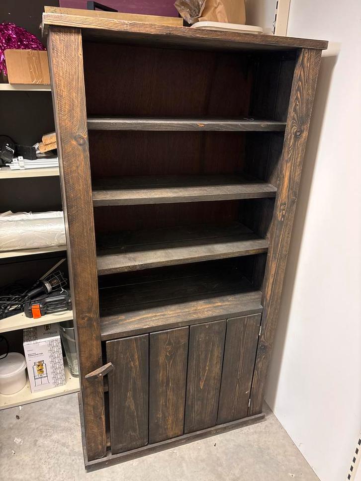 Houten Kast met Deuren en Planken steigerhout, Huis en Inrichting, Kasten | Boekenkasten, Gebruikt, 100 tot 150 cm, 150 tot 200 cm