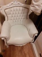 Witte brocante nep leer barok stoel een troon, Ophalen