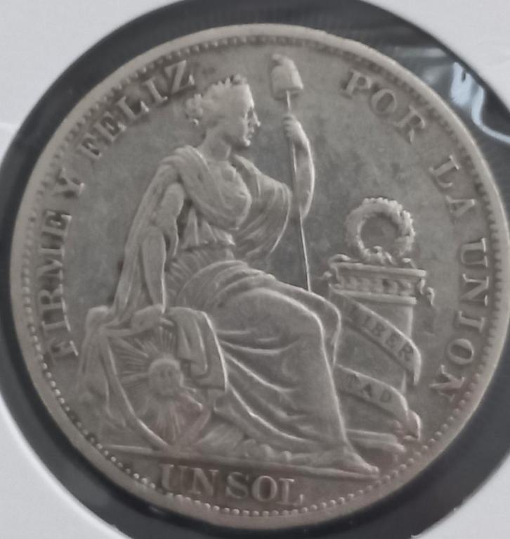 Peru 1 Sol 1893 (zilver), Postzegels en Munten, Munten | Amerika, Losse munt, Zuid-Amerika, Zilver, Verzenden