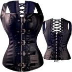 Zwart korset (sexy fetish gothic leren corset steampunk), Kleding | Dames, Ondergoed en Lingerie, Body of Korset, Zwart, Verzenden