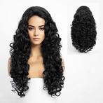 Mooie pruik lang zwart haar veel volume en krullen, Ophalen of Verzenden, Nieuw, Pruik of Haarverlenging