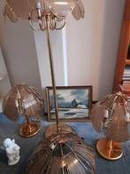 Zeldzame Lampen Set - Koperkleurig, Gebruikt, Vintage, Ophalen of Verzenden, Glas