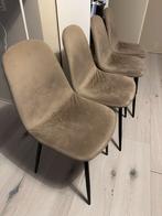 4 beige/taupe Velvet Stoelen, Ophalen, Gebruikt, Bruin, Vier