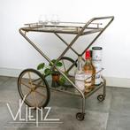Vintage, Hollywood Regency trolley, bar cart, serveerwagen, Huis en Inrichting, Tafels | Sidetables, Ophalen, Gebruikt, 50 tot 100 cm