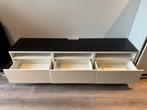 Zwart Wit TV Meubel / Kast met 3 Lades, Ophalen, Kunststof, Gebruikt, 150 tot 200 cm