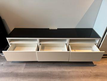 Zwart Wit TV Meubel / Kast met 3 Lades beschikbaar voor biedingen