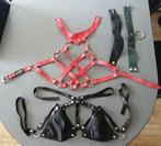 Leren harnas Rave Kleding Leren BDSM gear Kink Chokers, Kleding | Dames, Ophalen of Verzenden, Zo goed als nieuw, Rood, Zonder mouw