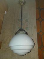 Vintage hanglamp retro Art Deco in opaal glas melkglas XXL, Ophalen of Verzenden