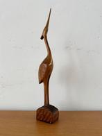 Vintage houten vogel, reiger/flamingo houtsnijwerk, Antiek en Kunst, Ophalen of Verzenden