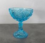 Schaaltje op voet voor suiker, bonbons etc. - turquoise glas, Ophalen of Verzenden