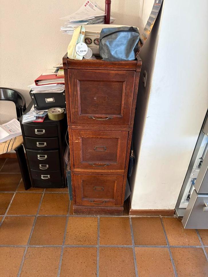 Antieke Eiken Archiefkast met 3 Laden, Antiek en Kunst, Antiek | Meubels | Kasten, Ophalen