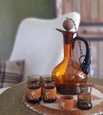 Vintage karaf met shotglaasjes messing leeuwenkop, Ophalen of Verzenden