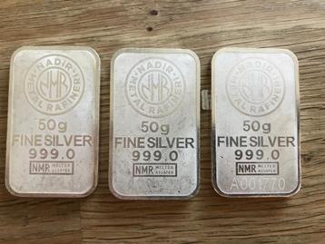 Nadir 50 gram zilverbaar / 3 stuks beschikbaar voor biedingen