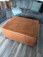 Cognackleurige Hocker met Dienblad, Huis en Inrichting, Ophalen, Vierkant, Leer, Zo goed als nieuw
