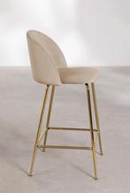 3 Beige Velvet Barkrukken met Gouden Frame, Huis en Inrichting, Barkrukken, Met voetsteun, 60 tot 90 cm, Nieuw, Ophalen of Verzenden