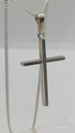Zilveren Ketting met Kruisje - 925 Zilver, Met hanger, Ophalen of Verzenden, Zo goed als nieuw, Zilver