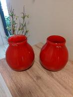 2 Henry Dean glasvazen - Prachtig en zwaar!, Ophalen, Minder dan 50 cm, Rood, Glas