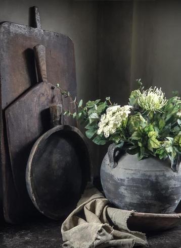 Canvas prent kruik met witte bloemen AANBIEDING beschikbaar voor biedingen