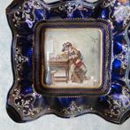 Limoges emaille asbak met man aan tafel 19e eeuw, Antiek en Kunst, Ophalen of Verzenden